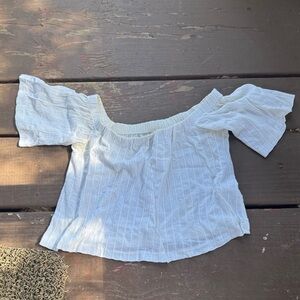 Reformation Cream Off-Shoulder Blouse